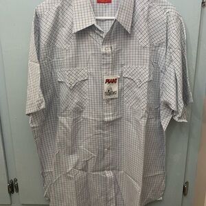 Plaid Men's Western Pearl Snap Shirt - White and Blue